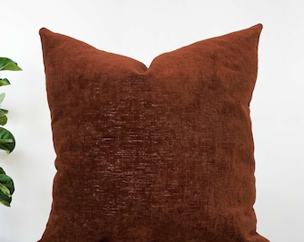 Terracotta Decorative Pillow Covers, Luxury Design Chenille Fabric Throw Pillows, Designer fabric throw pillow covers (Only Cover) 20x20