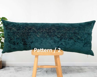 Dark Green Body Pillow Cover, Luxury Design Chenille Fabric Throw Pillows, Designer fabric throw pillow covers (Only Cover) 14x36, 35x90