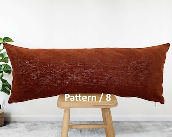 Terracotta Body Pillow Covers, Luxury Design Chenille Fabric Throw Pillows, Designer fabric throw pillow covers (Only Cover) 14x36