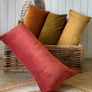 Extra Long Lumbar Pillow Cover Brown XL Velvet Lumbar Throw Pillow Cover Large Custom Body Pillow for Bed Sofa, Headboard 20x54 14x36 12x36