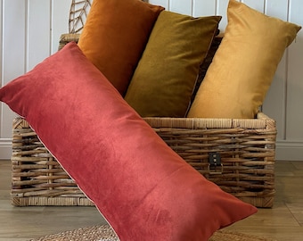 Extra Long Lumbar Pillow Cover Brown XL Velvet Lumbar Throw Pillow Cover Large Custom Body Pillow for Bed Sofa, Headboard 20x54 14x36 12x36