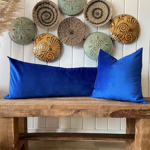 Royal Blue Velvet Lumbar Pillow Cover: Custom Size Throw Pillow
