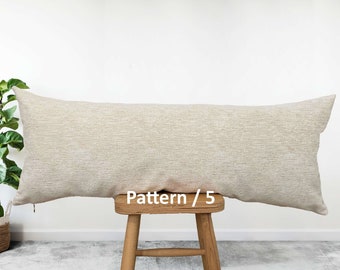 Beige Color Body Pillow Covers, Luxury Design Chenille Fabric Throw Pillows, Designer fabric throw pillow covers (Only Cover) 14x36 35x90