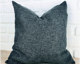 Melange Dark Gray Linen Pillow, Linen Pillow Cover, Gray Throw Pillow, Gray Pillow case, 24x24 linen pillow shams