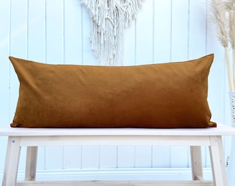 Rust Velvet Body Pillow Cushion, Long lumbar pillow cover in custom colour and size, Oversize lumbar pillowcase, (only cover), 14x36, 14x42