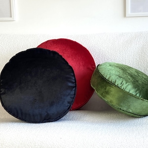 Round pillows, Shiny Velvet Decorative Pillow, Round Cushion for Bed, decorative pillows, Sofa & More  (Pillow insert included)