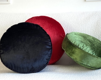 Round pillows, Shiny Velvet Decorative Pillow, Round Cushion for Bed, decorative pillows, Sofa & More  (Pillow insert included)