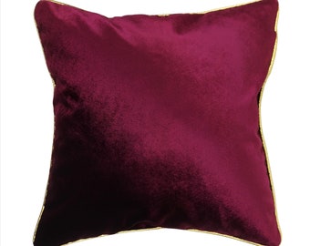 Funda de almohada roja de Navidad, Funda de almohada de terciopelo burdeos, Almohada lumbar decorativa color vino, Funda de almohada de Borgoña 20x20, Almohada de 18x18