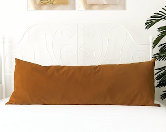 Mustard Velvet Pillow Cover, Extra Long Lumbar Pillow, *Oversized pillow* Headboard pillow *Burnt Orange Pillow -Custom Body Pillow Cover