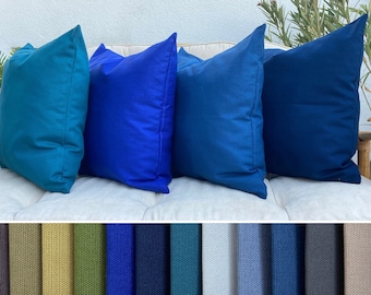 Blue, Navy blue, Ocean Blue, Sky, 18x18 Outdoor Throw Pillow, 20x20 Garden Furniture Pillows, Stain Resistant Fabric, Only cover
