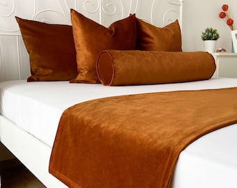 Chemins de lit en velours pour chambres à coucher, chemins de lit d'hôtel toutes tailles, chemin de lit en velours de luxe, écharpe de lit, simple chemin de lit king size queen