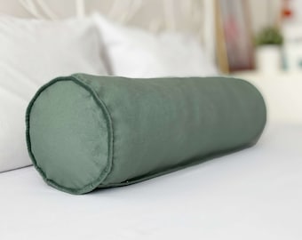 Mint Tone, Light Amazon Bolster Pillow Cover, Velvet Bolster Pillows in 30 different colors and sizes, 6, 7, 8 inch diameter (Only Cover)