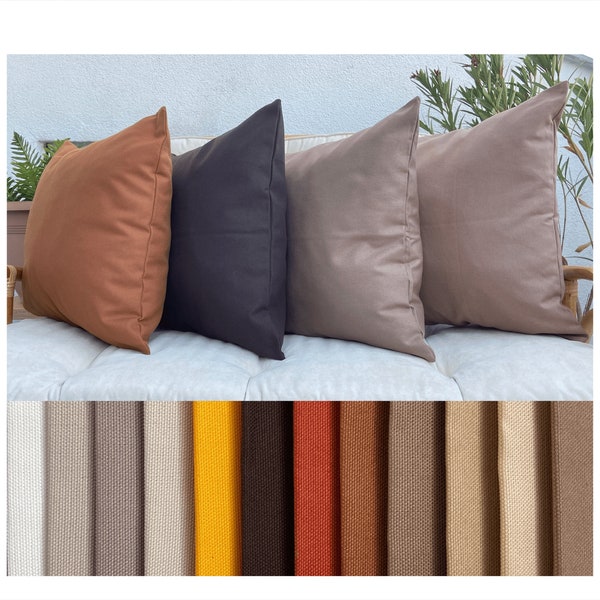 Taies d’oreiller en coton naturel, Oreiller d’extérieur, Oreillers de meubles de jardin, Tissu résistant aux taches, Toutes les tailles personnalisées, Couverture uniquement 20x20, 18x