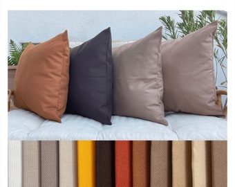 Natural Cotton pillowcases, Outdoor Throw Pillow, Garden Furniture Pillows, Stain Resistant Fabric, All Custom Sizes, Only cover 20x20, 18x