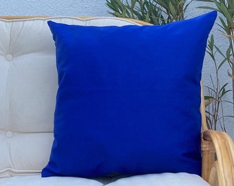Sax Blue Cotton Fabric Pillowcases, 18X18, 20X20 Outdoor Throw Pillow, Garden Furniture Pillows, Stain Resistant Fabric, Only cover