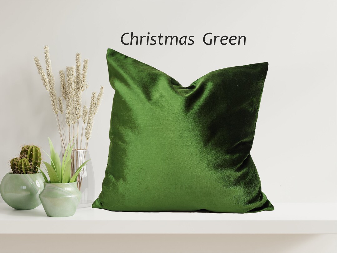 Christmas Green Pillow Cover, Bright Green Velvet Pillow, All Size Pillows Custom, Made Pillow
