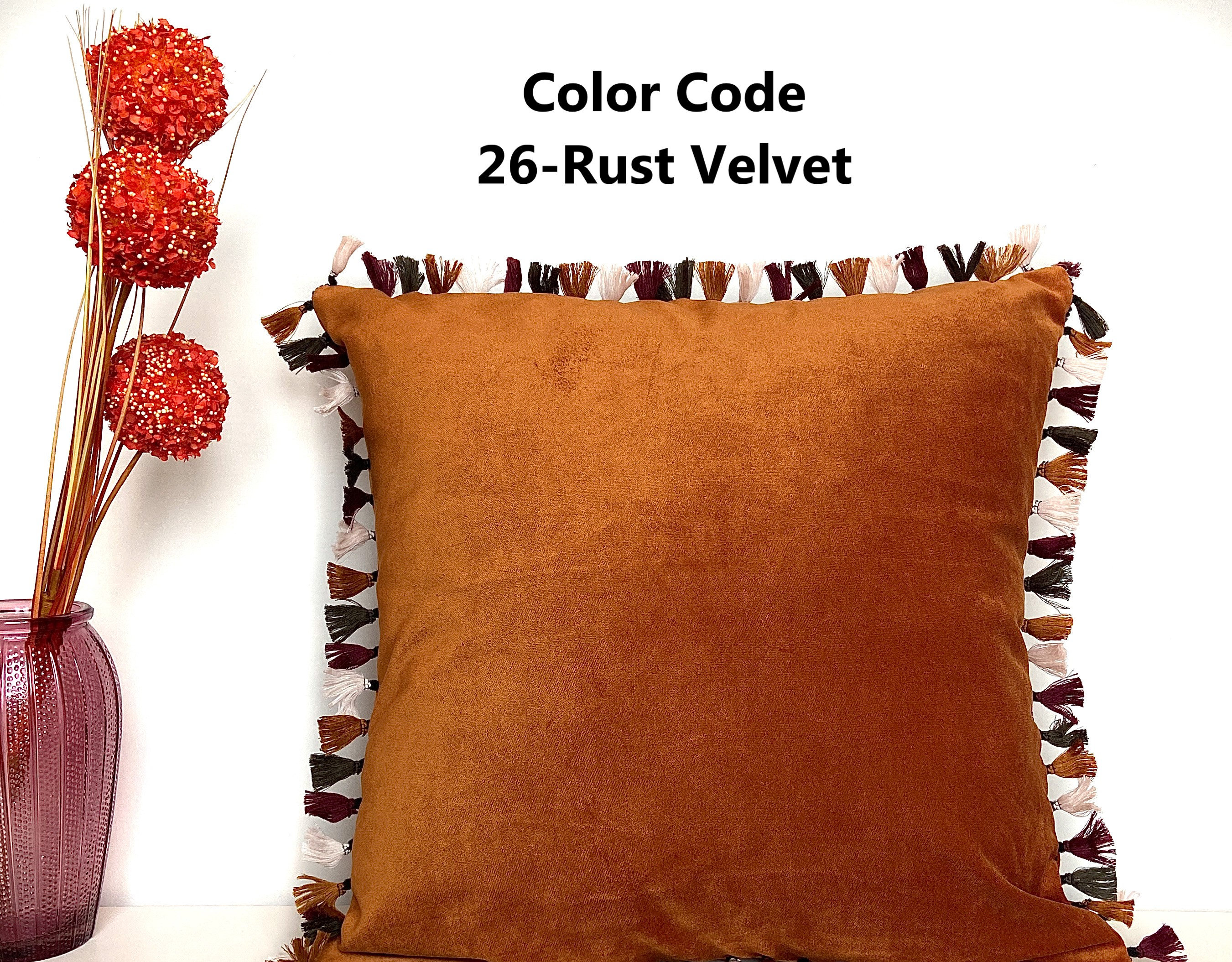 Dark Green Tasseled Velvet Pillow Cover Green Throw Pillow Various Options for Decorative Pillows Touch Pillows Cushions Sofa Pillow