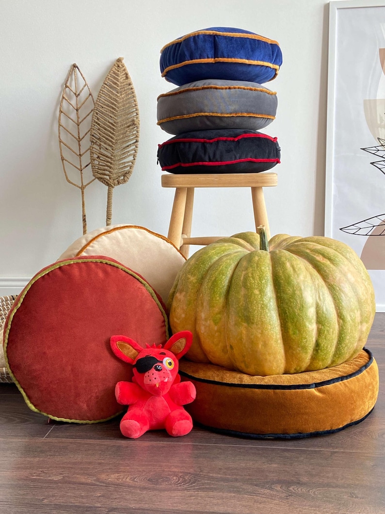 Cuscini rotondi, 30 colori disponibili, fodera e imbottitura incluse, bordi personalizzabili, cuscino rotondo in velluto per sedia, cuscino rotondo da pavimento immagine 13