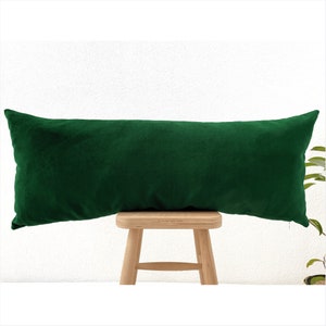 Dark Green Velvet Long Pillow Case 14x36, Luxury Lumbar Pillow Cover 16x26, Pillow Cushion Cover, 30 Different Color Options, (Only Cover)