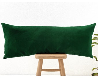 Federa per cuscino lunga in velluto verde scuro 14x36, fodera per cuscino lombare di lusso 16x26, fodera per cuscino, 30 diverse opzioni di colore, (solo fodera)