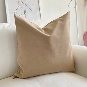 Latte Color Throw Pillows on Bed, Throw Pillows for Gray Couch, Cute Pillows Online, Gold velvet lumbar pillow 14x20 (Only Cover)
