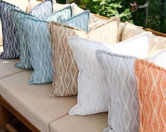 Outdoor cushions in all sizes, Patio Pillow Covers, Durable and Stylish Outdoor Pillowcase, Front side patterned, back side solid color