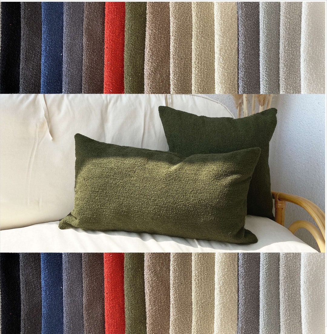 Pine Green Boucle Pillow Cover: Soft Decorative Throw Pillow - Etsy