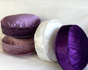 Luxury Round Velvet Cushion | Soft & Shiny Decorative Pillow in 17 Colors | Elegant Home Decor Accent, (pillow insert included)