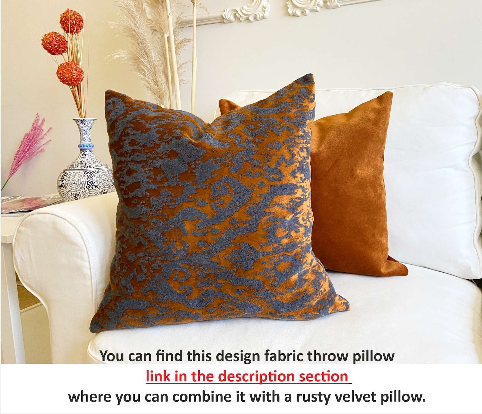 Rust Velvet Pillow Cover All Size Pillows Custom Made Etsy UK