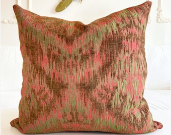 Brick Color Pillow Covers, Ethnic Pillow Cover, Ikat Pattern Pillows, Decorative Pillows, 16x16, 18x18, 20x20, 22x22, 24x24  (Only Cover)