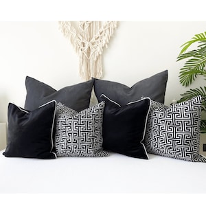 Black and White Decoration Pillows, Design Fabric Pillowcase, Geometric Pattern Throw Pillow, (Only Cover), 20x20, 22x22, 24x24, 26x26