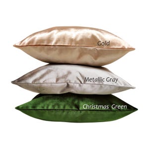 Metallic Velvet Pillow Cover: Bright Green, Gold, Solid Color Decorative Cushion