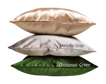 Metallic Color velvet cushion, Bright Green Velvet Pillow, Solid Color Pillow Cover, Gold velvet decorative pillow, 20x20 pillow, lumbar