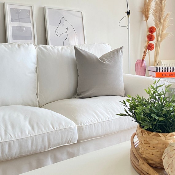 VENDITA Cuscini di colore grigio chiaro sul letto, cuscini per divano grigio,  cuscini carini online, cuscino lombare in velluto grigio 14x20 solo  copertura -  Italia