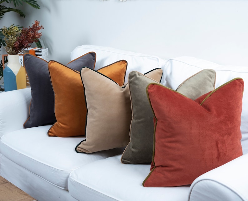 Luxury Velvet Pillow With Piping Velvet Throw Pillow Cover Etsy