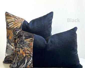 Black Velvet Pillow Cover - 12x20 & 18x18 Sizes | Luxurious Decorative Cushion | Elegant Soft Velvet Throw Pillow for Modern Chic Home Decor