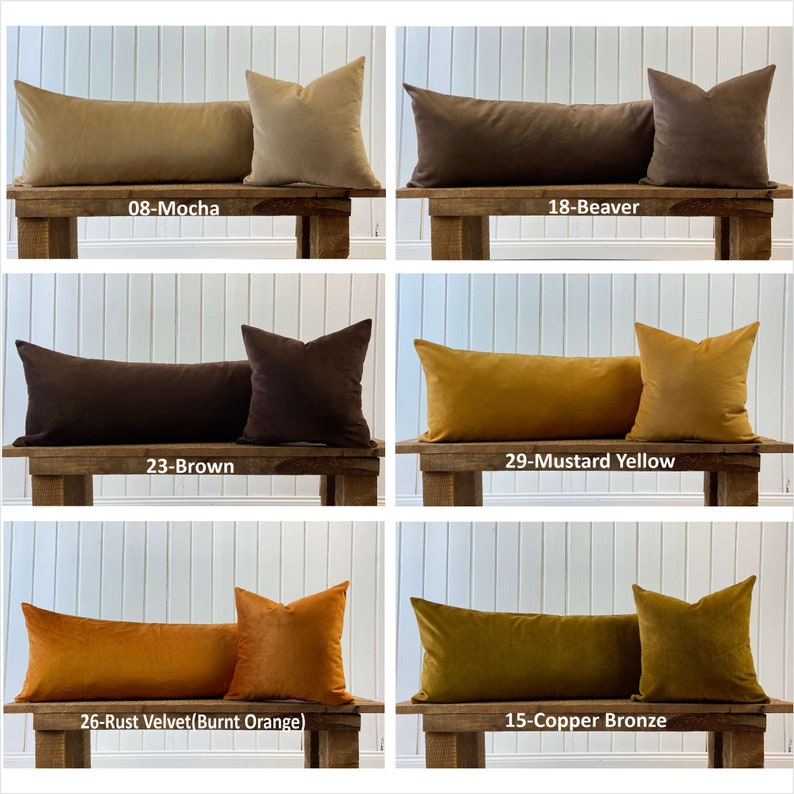 Extra Long Lumbar Pillow Cover, Copper Bronze Velvet Throw Pillow, All Custom Size, Velvet Decorative Pillow, Only Cover 20x54, 14x36 zdjęcie 2