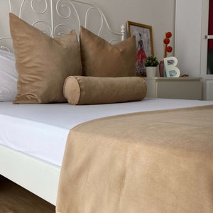 Mocha Velvet Bed Runners For Bedrooms, All Sizes Hotel Bed Runners, Luxury Velvet Bed Runner, Bed Scarf, Twin Full King Queen Size Runner