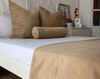 Mocha Velvet Bed Runners For Bedrooms, All Sizes Hotel Bed Runners, Luxury Velvet Bed Runner, Bed Scarf, Twin Full King Queen Size Runner