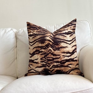 Silk Velvet Tiger Stripe Pillow Cover: Designer Throw Cushion