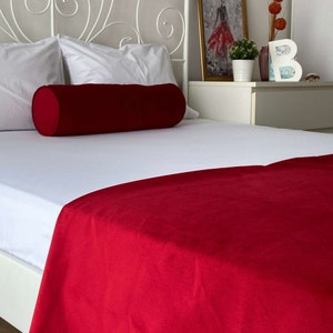 Red Velvet Bed Runners For Bedrooms, All Sizes Hotel Bed Runners, Luxury Velvet Bed Runner, Bed Scarf, Twin Full King Queen Size Runner