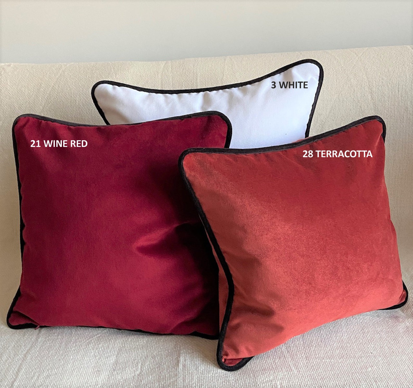 Rust Velvet Pillow Case Corded Throw Pillow Piping Pillow Etsy