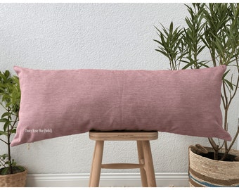 Dusty Rose Hue Color Linen body pillow cover, Long body pillow case, Long linen lumbar pillowcase, farmhouse pillow (Only Cover)