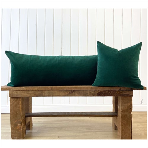 SALE Dark Emerald Green Velvet Lumbar Pillow 14x36 35x90 Etsy