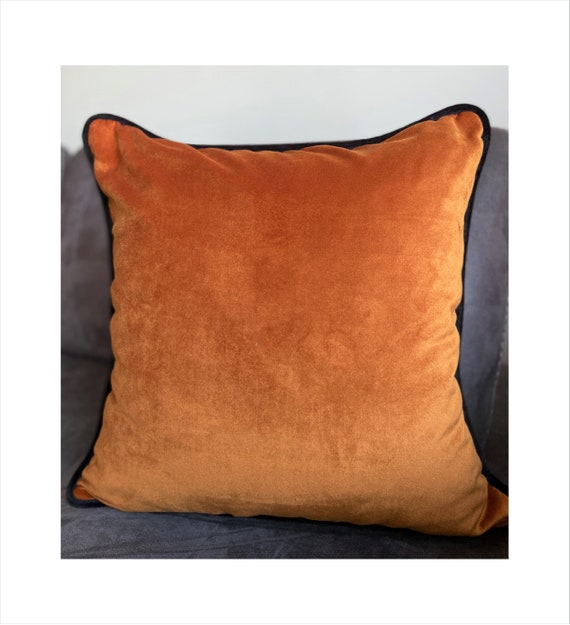 Rust Velvet Pillow Case Corded Throw Pillow Piping Pillow With