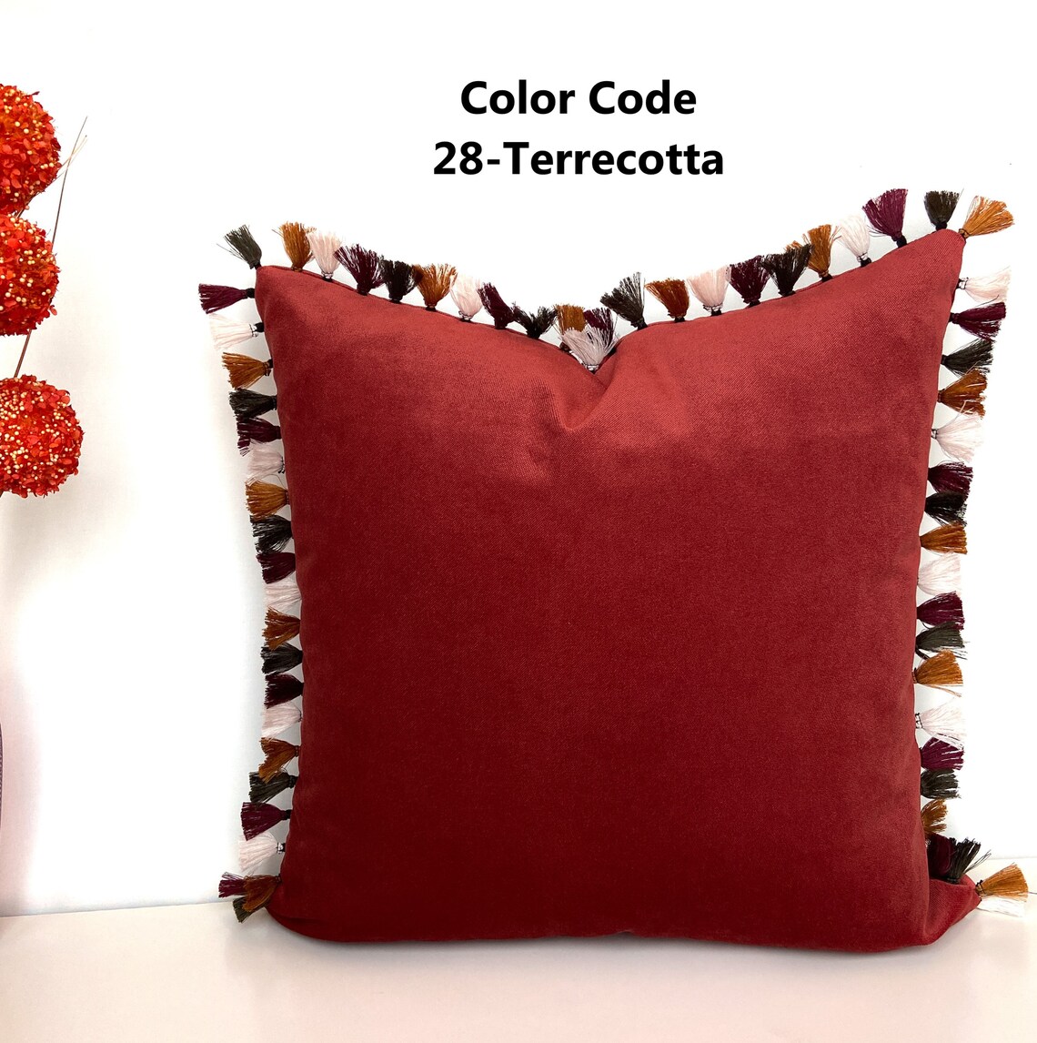 Emerald Green Tasseled Velvet Pillow Case Green Throw Pillow Etsy