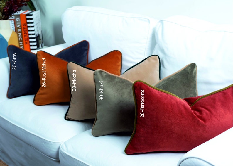 Luxury Velvet Pillow With Piping Velvet Throw Pillow Cover Etsy