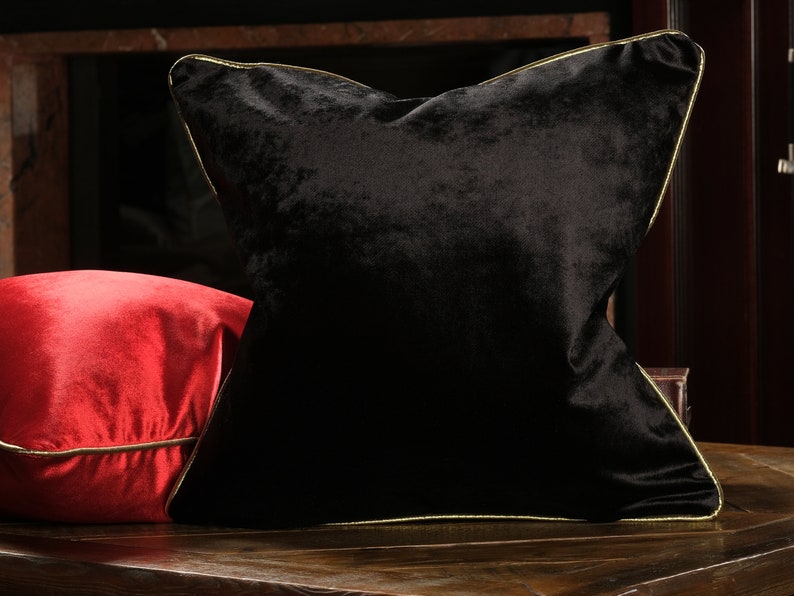 Black Velvet Throw Pillows Black Pillow Covers Black Etsy