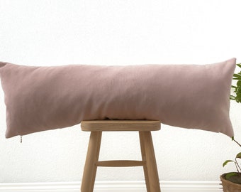 Pink Color Body Pillow 14x36, Peach Tone Decorative Lumbar Pillow Cover 12x20, 30 Different Color Options, (Only Cover)