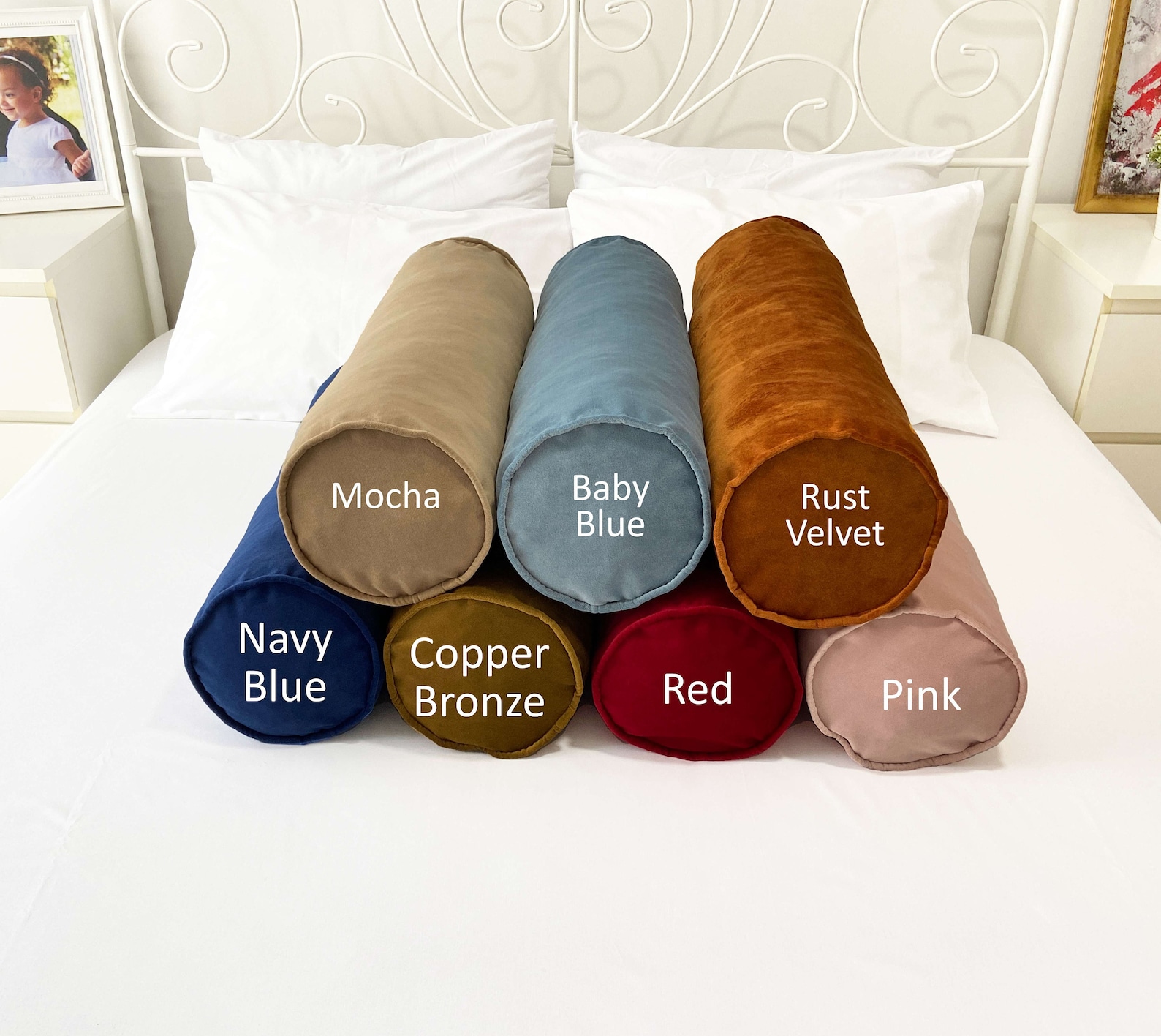 Velvet Bolster Pillow Cover in 30 Different Colors and Sizes Etsy